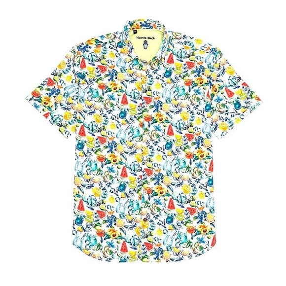 Luchiano Visconti Fruit Print Short-Sleeve Woven Men's Shirt, Size Small - Picture 1 of 6